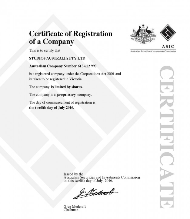 Certificate of Registration